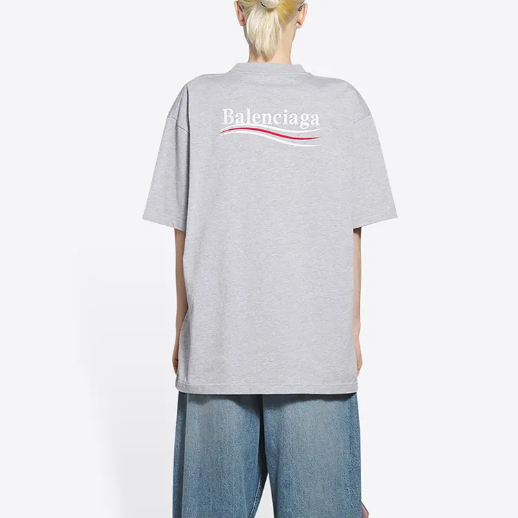Balenciaga Political Campaign T Shirts Women's Gray-4