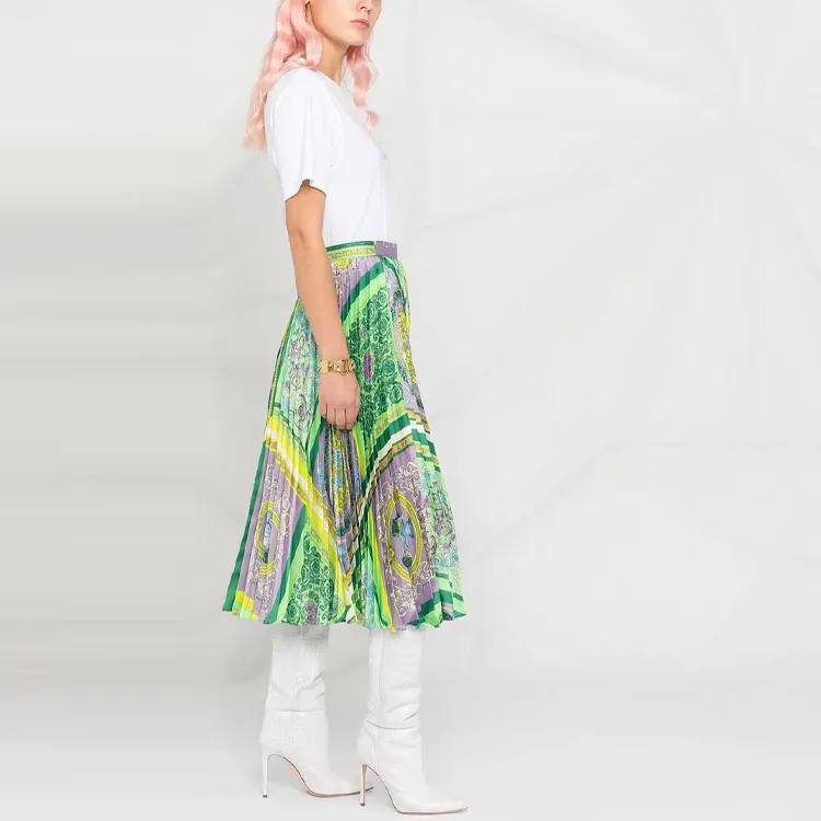 VERSACE Casual Long Skirts Women's Green-3