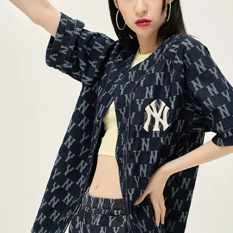 MLB Old Flower Shirts Unisex Dark Blue-5