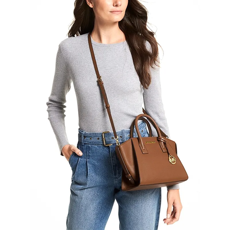MICHAEL KORS Avril Cow Leather Handbag Shoulder Bag Crossbody Bag Small Size Women's Caramel Brown-4