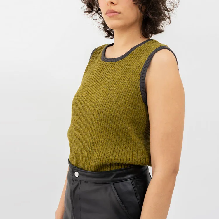 Stussy Tank Tops Women's Yellow Green-3