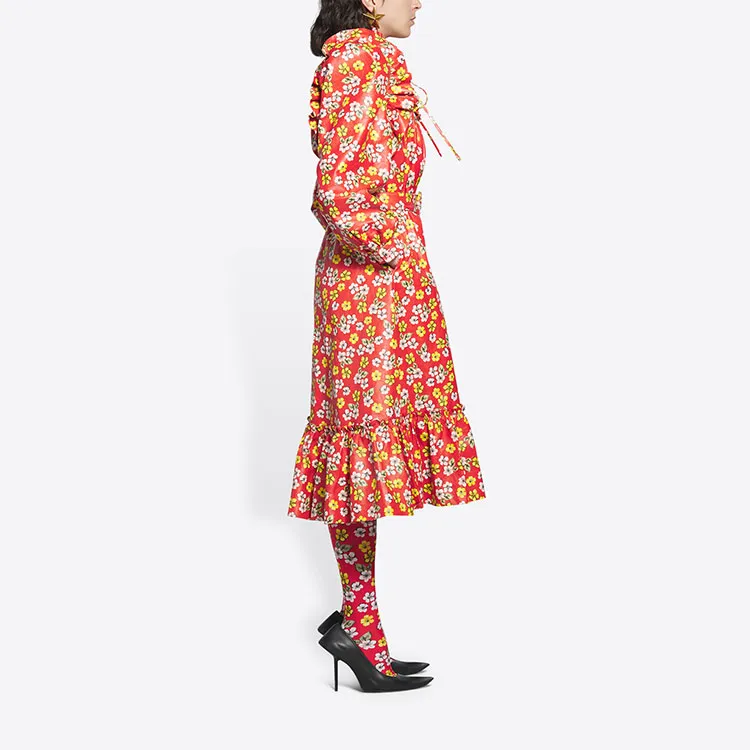 Balenciaga Long-Sleeved Dresses Women's Red-4