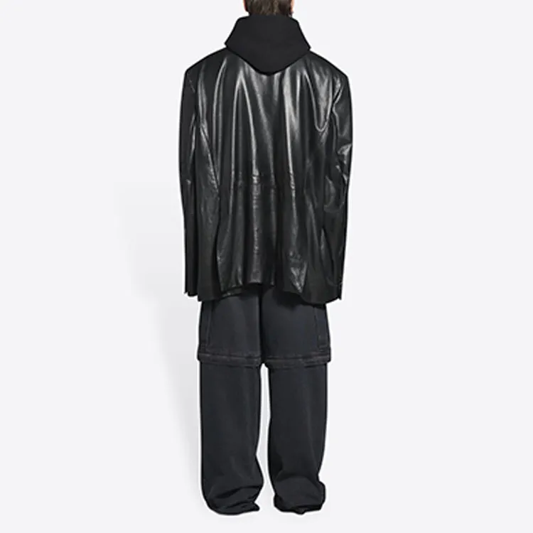 Balenciaga Leather Jackets Men Black-2