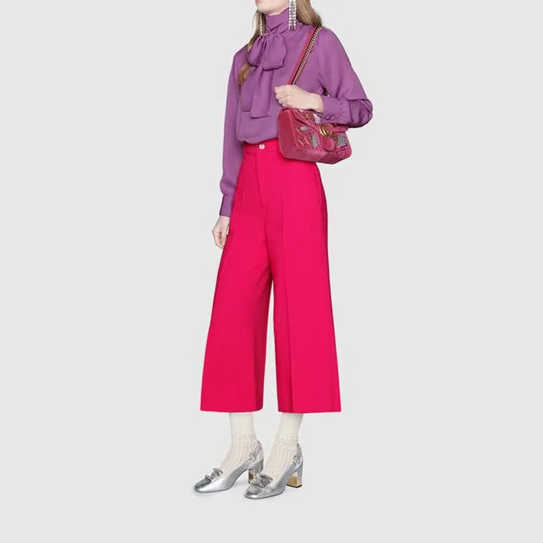 GUCCI Marmont Velvet Chain Crossbody Bag Shoulder Bag Small Size Women's Fuchsia-8