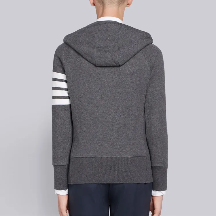 THOM BROWNE Classic Loopback 4 Bar Zip Hoodie-2