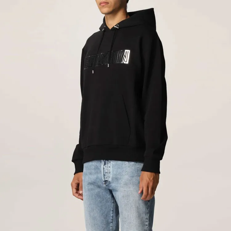 BALMAIN Silver Embossed Hoodie-5