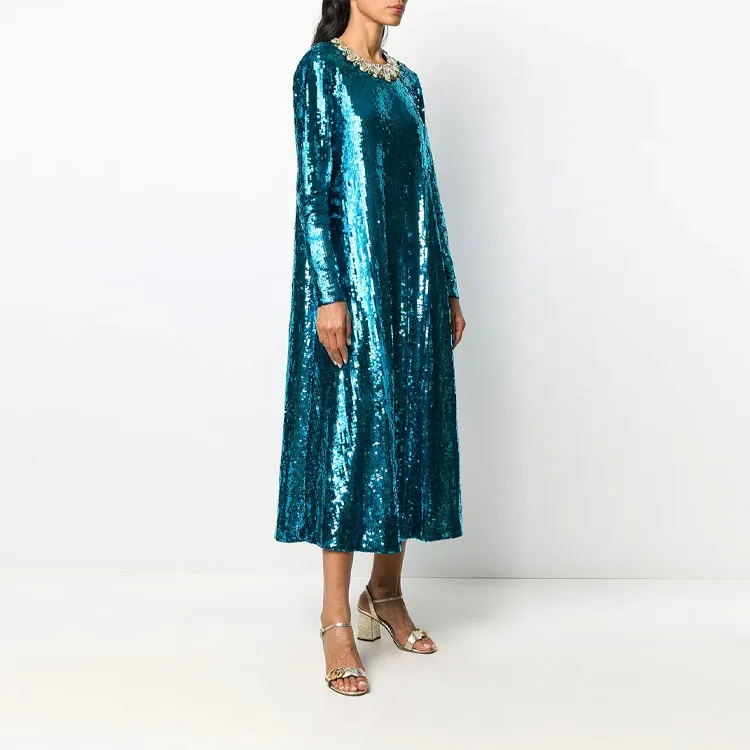 GUCCI FW21 Long-Sleeved Dresses Women's Blue-3