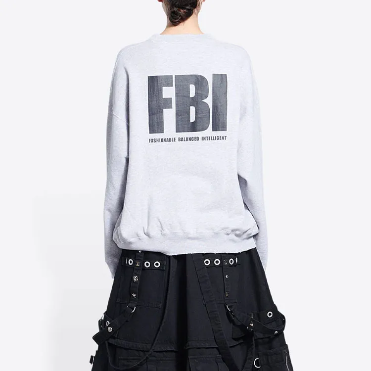 Balenciaga Regular Crewneck 'Heather Grey/Black'-2