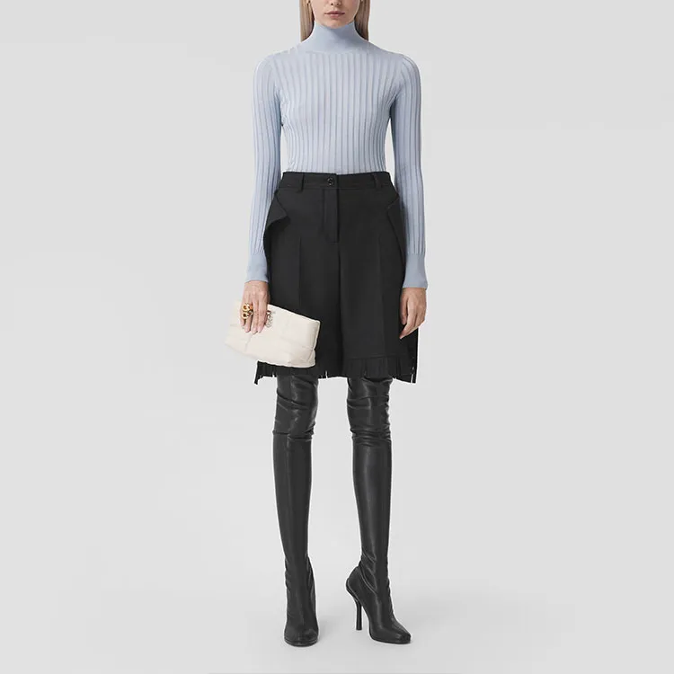 Burberry Turtleneck Slim Fit Knitwear Women's Light Blue 80447231-1