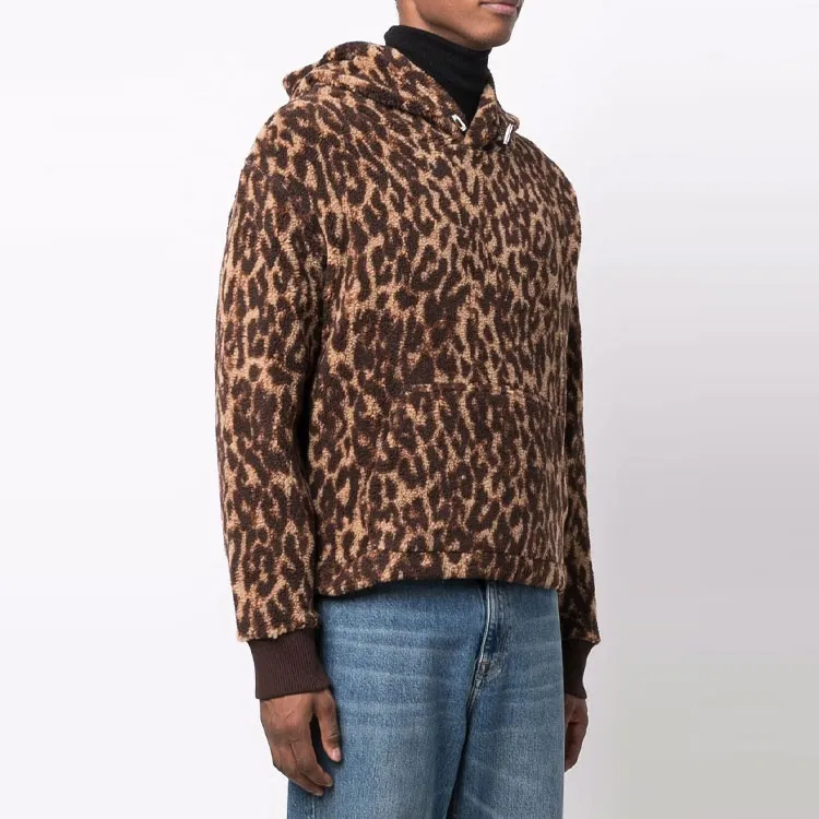 AMIRI Leopard Print Fleece Hoodie Sweatshirt-5
