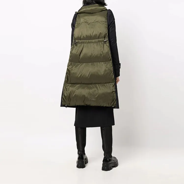 Sacai FW21 Colorblock Lapel Loose Fit Mid-Length Puffer Jacket Women's Green-3