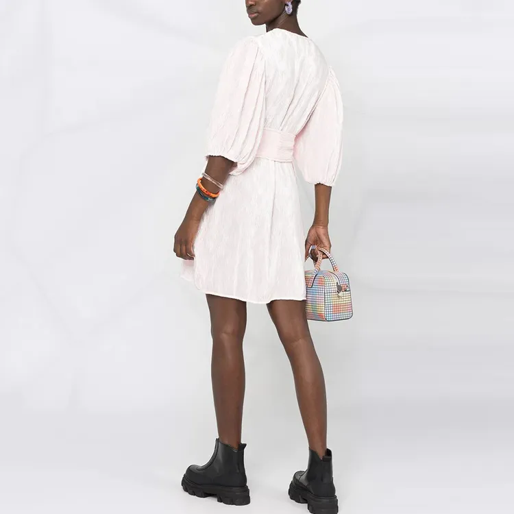 GANNI Short-Sleeved Dresses Women's Pink-2