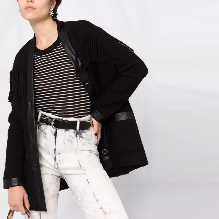 PINKO Fringed V-Neck Cardi Coat-4