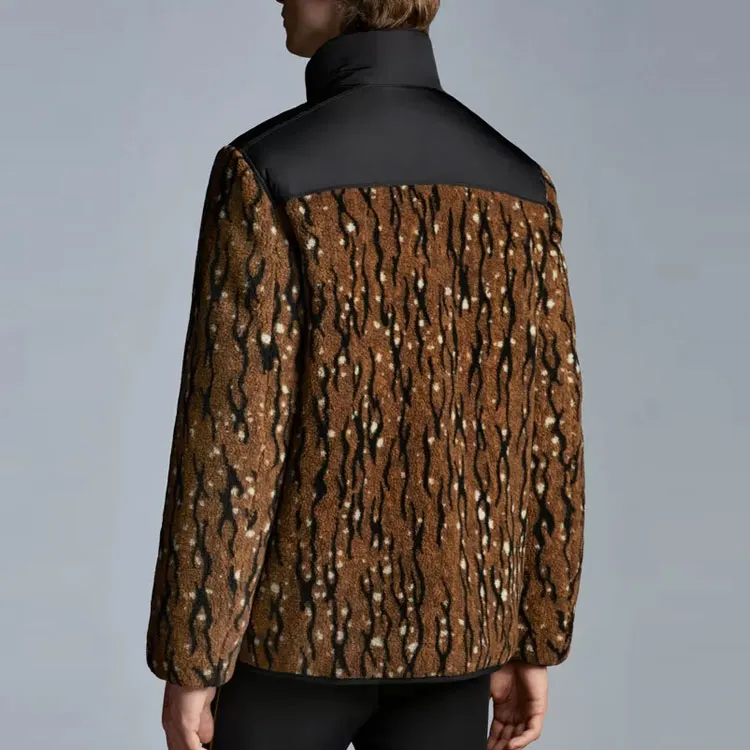 MONCLER GENIUS FW21 Animal Print Solid Color Letter Stand Collar Down Jacket Men's Tiger Pattern-4