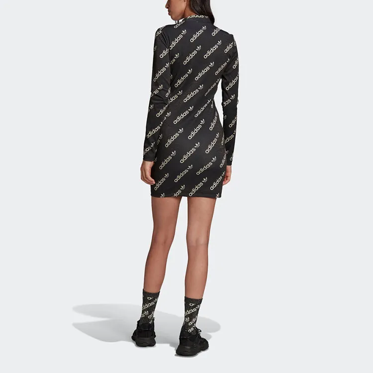 Adidas Originals Long Sleeved Dresses Women's Black-1