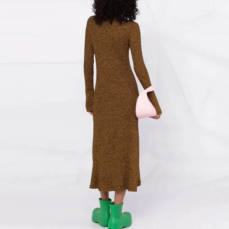 GANNI Long-Sleeved Dresses Women's Brown-2