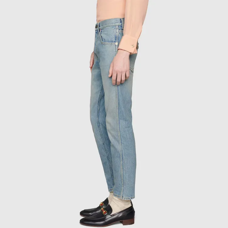 GUCCI Bleach effect Tapered leg Denim Jeans-4