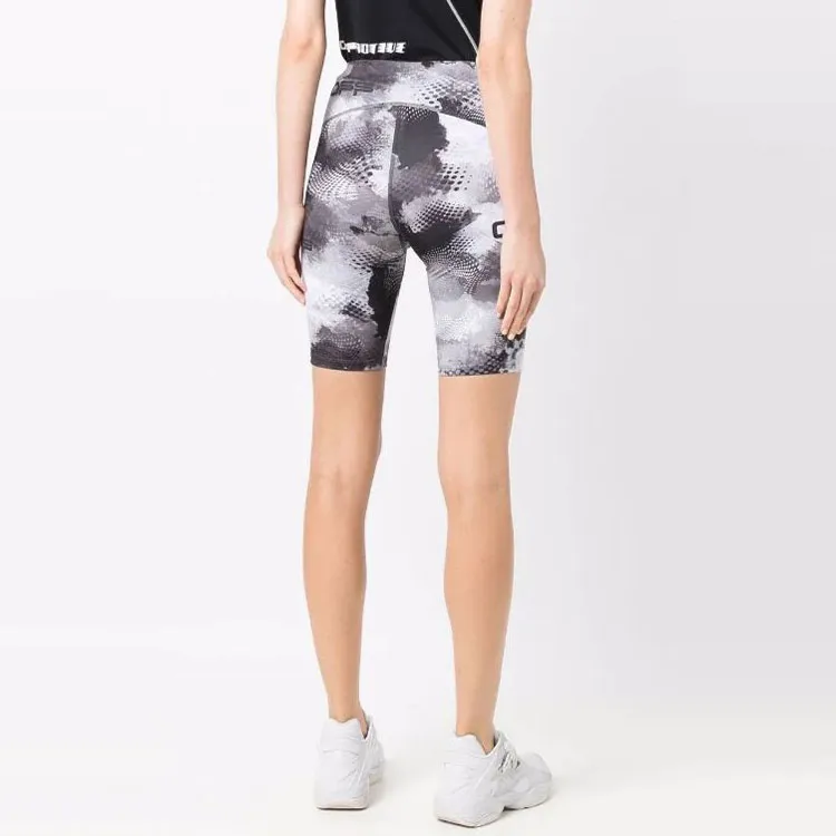 OFF WHITE Active Tie Dye Print Cycling Shorts Black/White/Grey-2