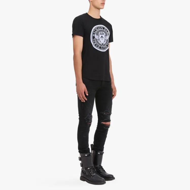 BALMAIN Logo Printed Crewneck T Shirt-3