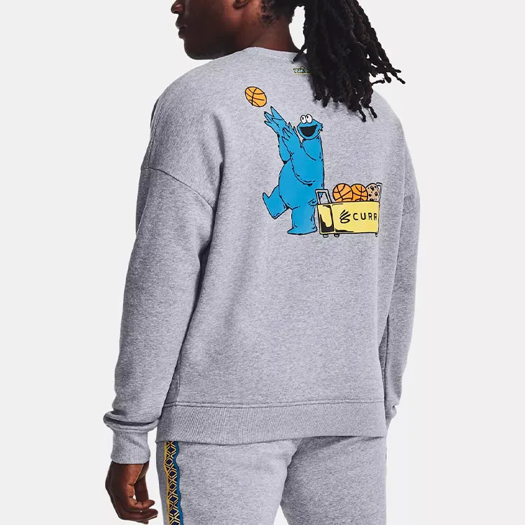 Under Armour Curry X Sesame Street Sweatshirts Men Gray-3
