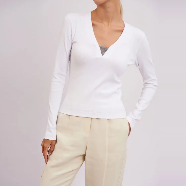 Brunello Cucinelli V Neck Long Sleeved Top-4