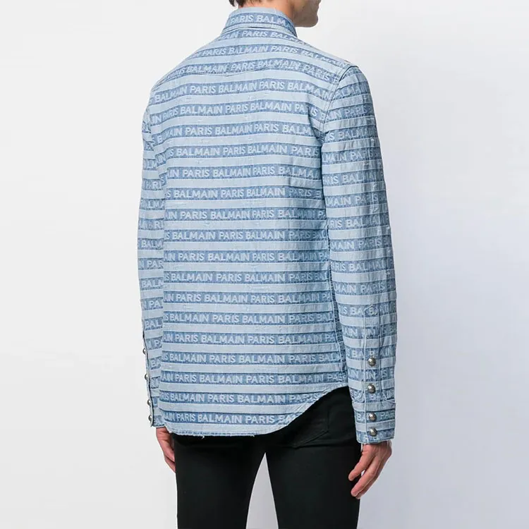 BALMAIN Shirts Men Blue-3