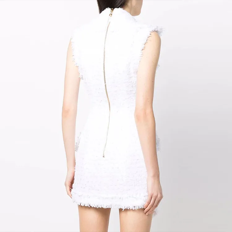 BALMAIN Decorative Button Tweed Dress-3