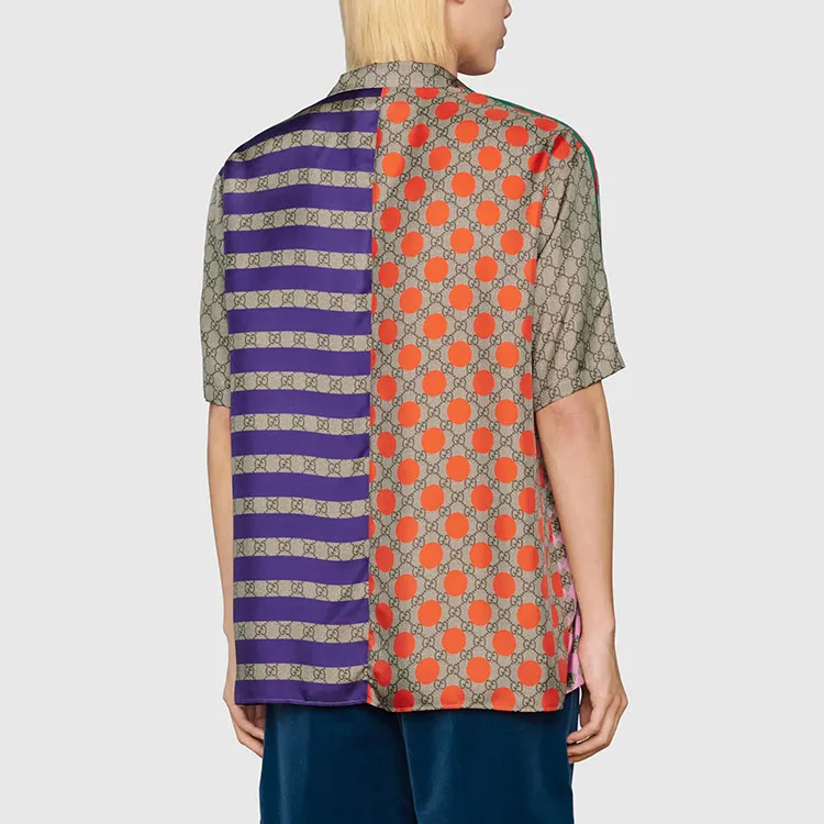 GUCCI Gg Print Geometric Bowling Shirt-3