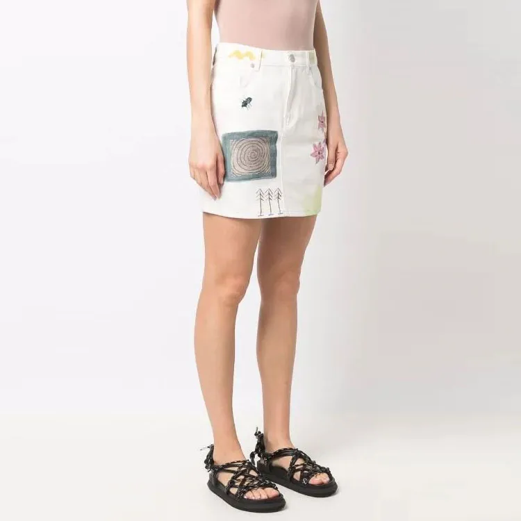 Mcq Floral print Denim Mini Skirt-2