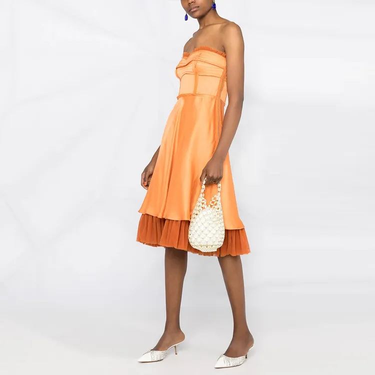 MOSCHINO Sleeveless Dresses Women's Orange-4