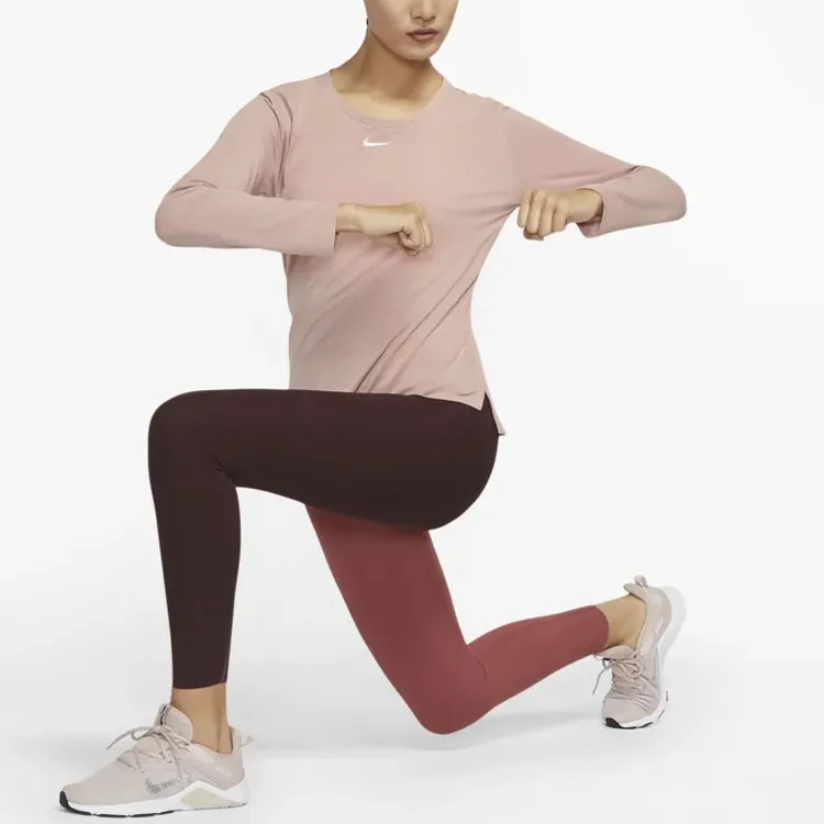 Nike Dri-FIT One Luxe Pullover Crewneck Long-Sleeve T-Shirt 'Rose Retro Gray'-3