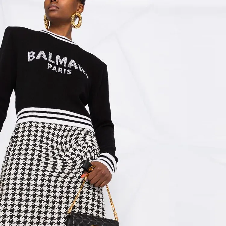 BALMAIN Intarsia knit Logo Jumper-5