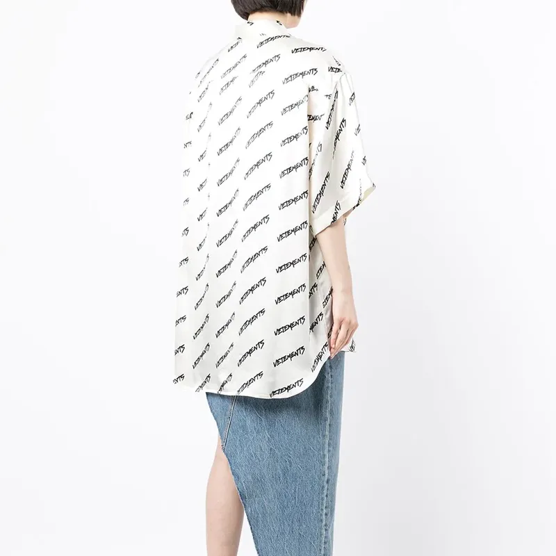 Vetements Monogram Fluid Shirt 'White/Black'-3