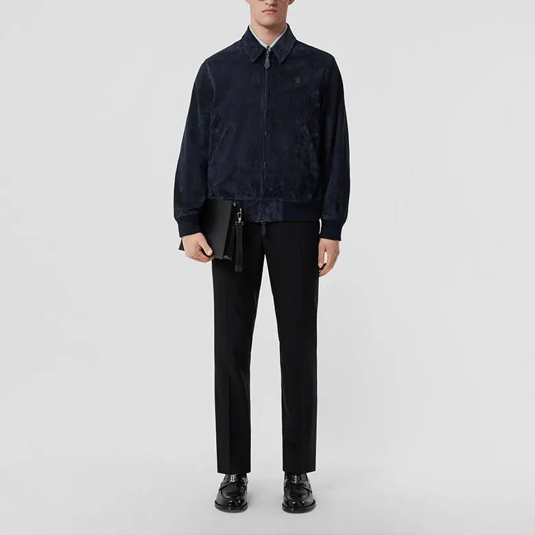 Burberry Leather Jackets Men Coal Blue-1