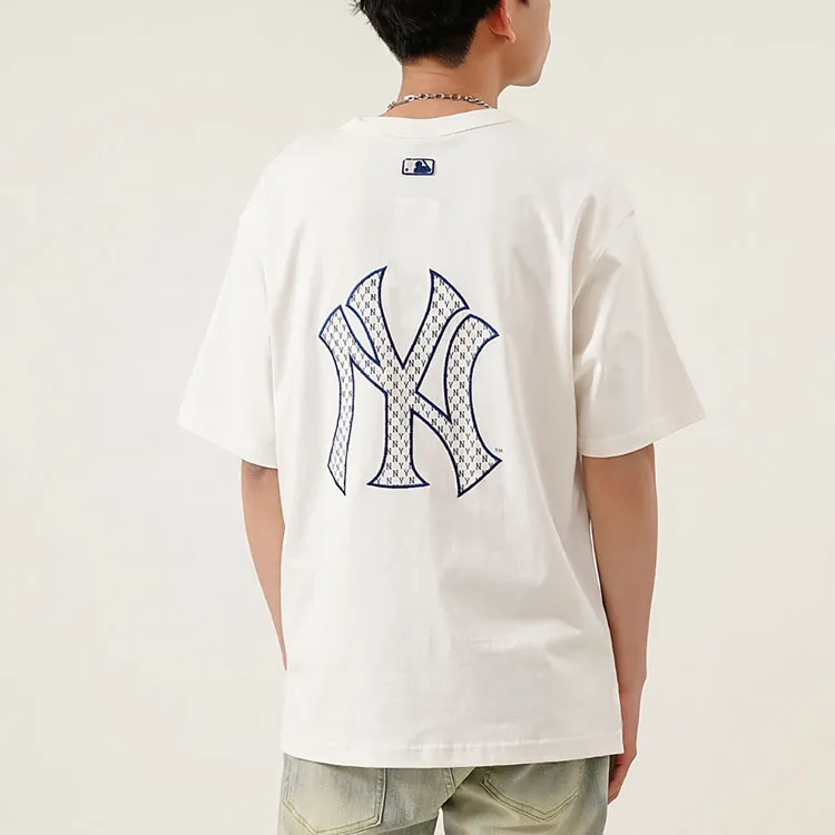 MLB Old Flower T Shirts Unisex Milk White-3