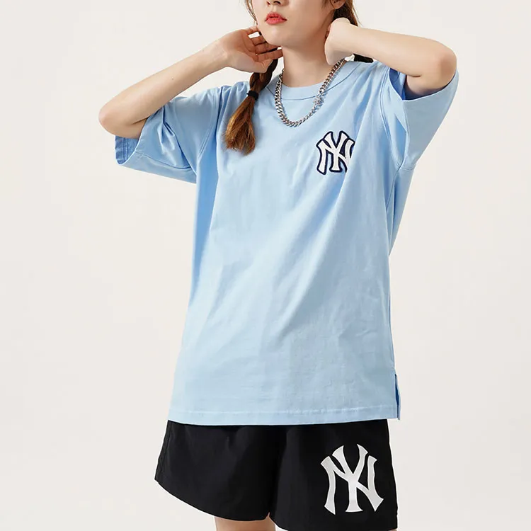 MLB Old Flower T Shirts Unisex Blue-4