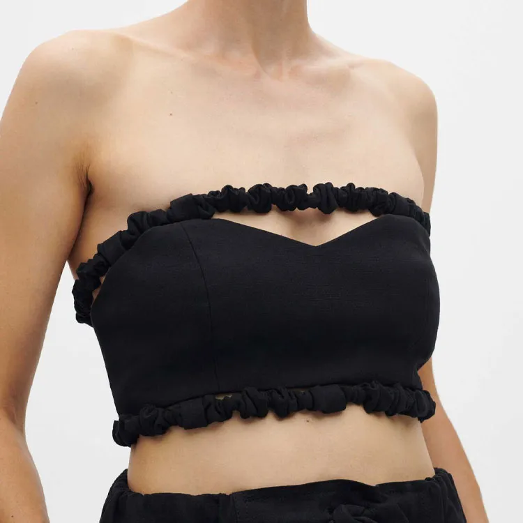 GANNI Bandeau Strapless Crop Top-4