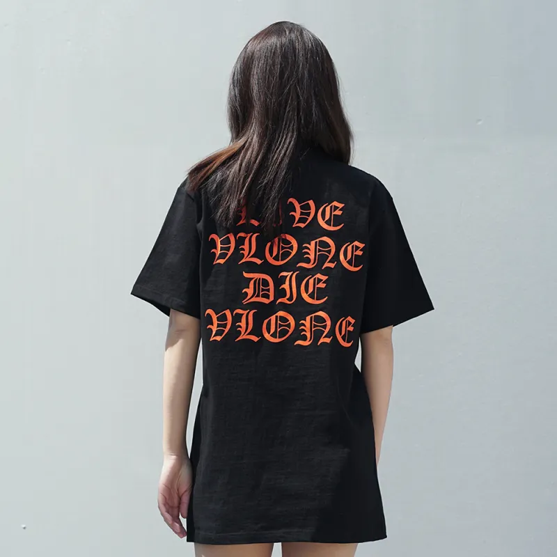 VLONE Gothic Alphabet Series T Shirts Unisex Black-3
