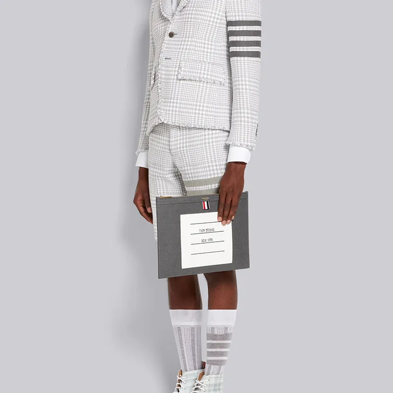 THOM BROWNE· Calfskin Document Folder Clutch Medium Size Women's Dark Gray-4