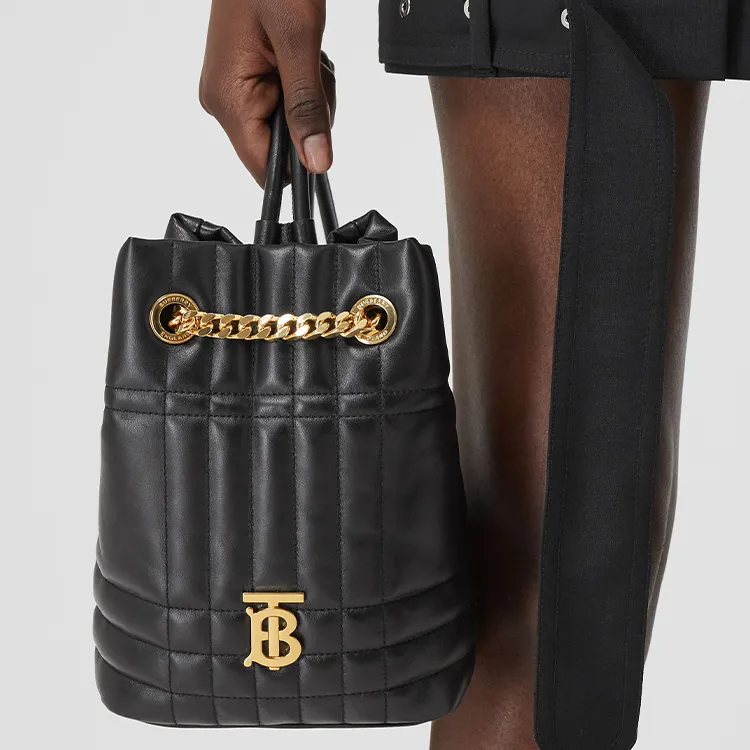 Burberry Lambskin Handbag Storage Bag Backpack Mini Women's Black-6