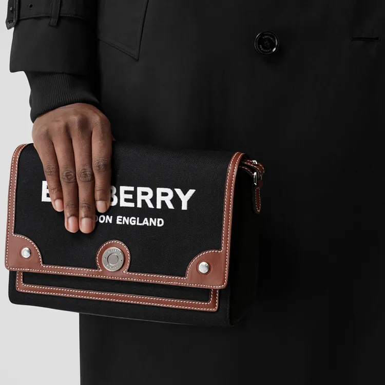 Burberry Note Calfskin Trim Messenger Bag, Handheld Crossbody Bag, Shoulder Bag Women's-7
