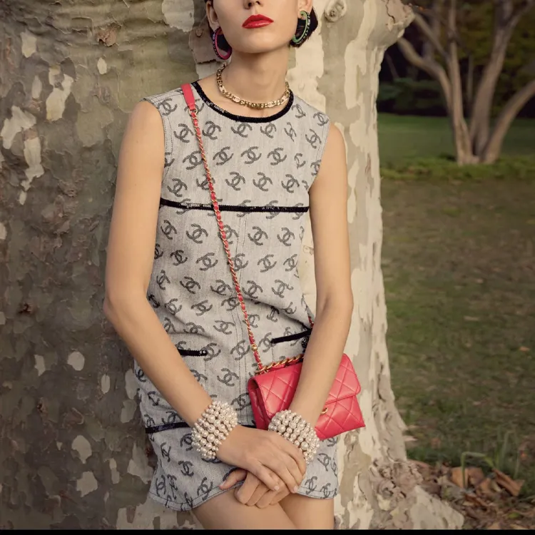 CHANEL FW22 Sleeveless Dress Women's Gray-2