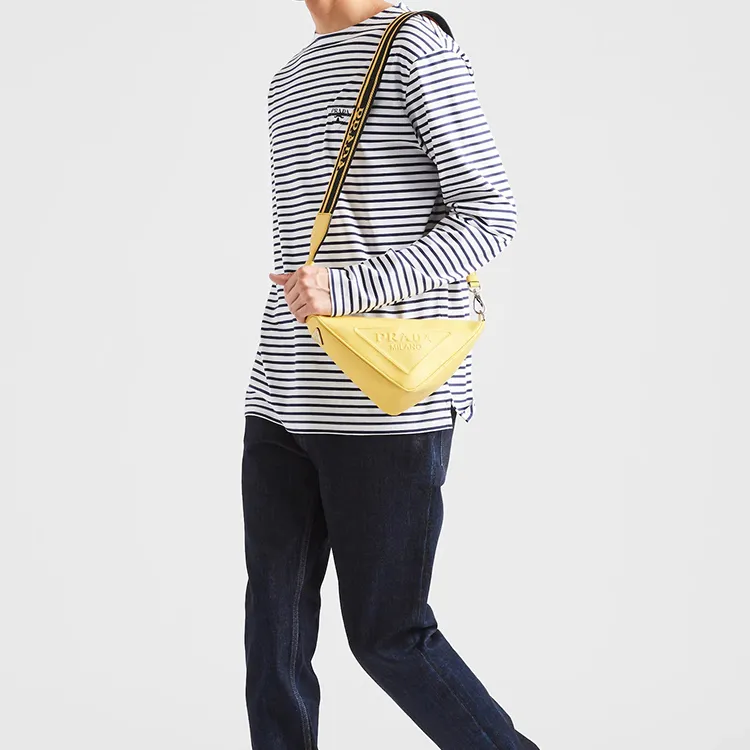 PRADA Saffiano Triangle Bag Sunny Yellow-4