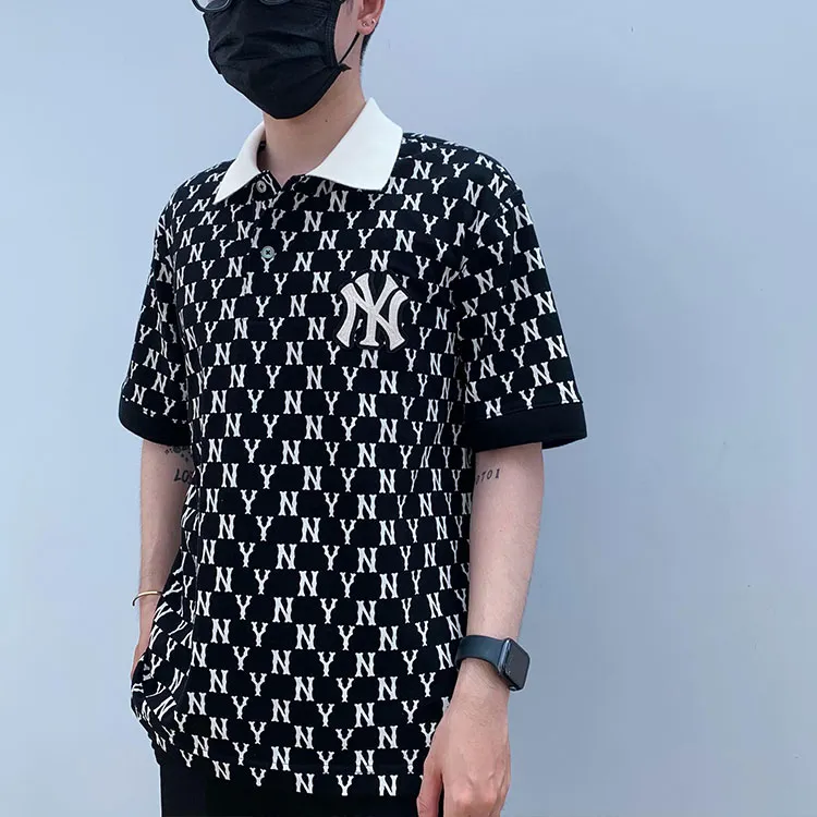 MLB Base Logo Polo Shirts Men Black-3