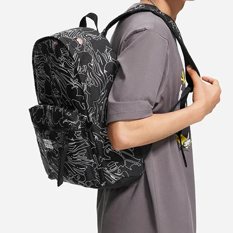 LiNing Disney Collaboration Fabric Backpack Regular Black And White All Over Print-5