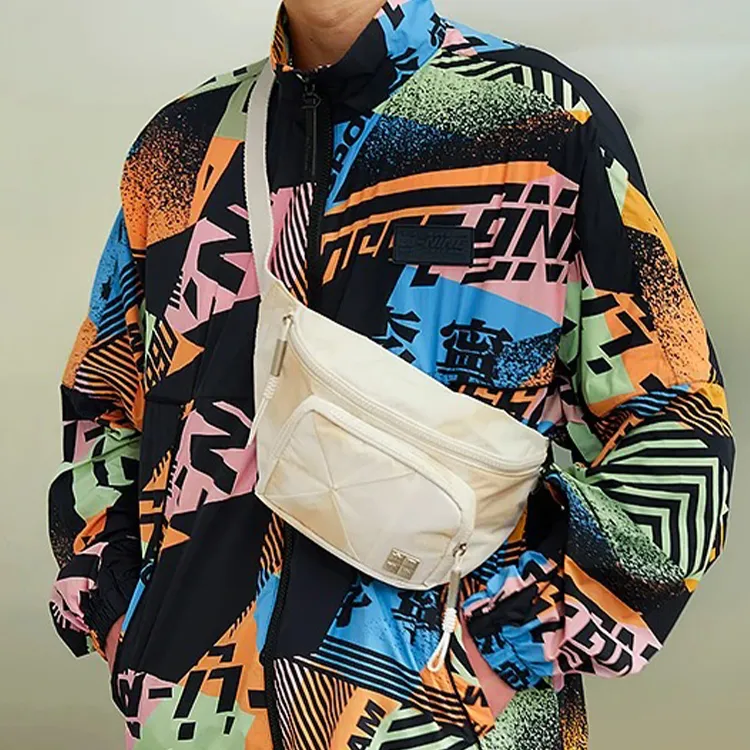 LiNing Fabric Crossbody Bag, Fanny Pack, Sling Bag Unisex Ecru-4