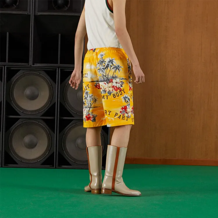 GUCCI Hawaiian Print Bermuda Shorts-5