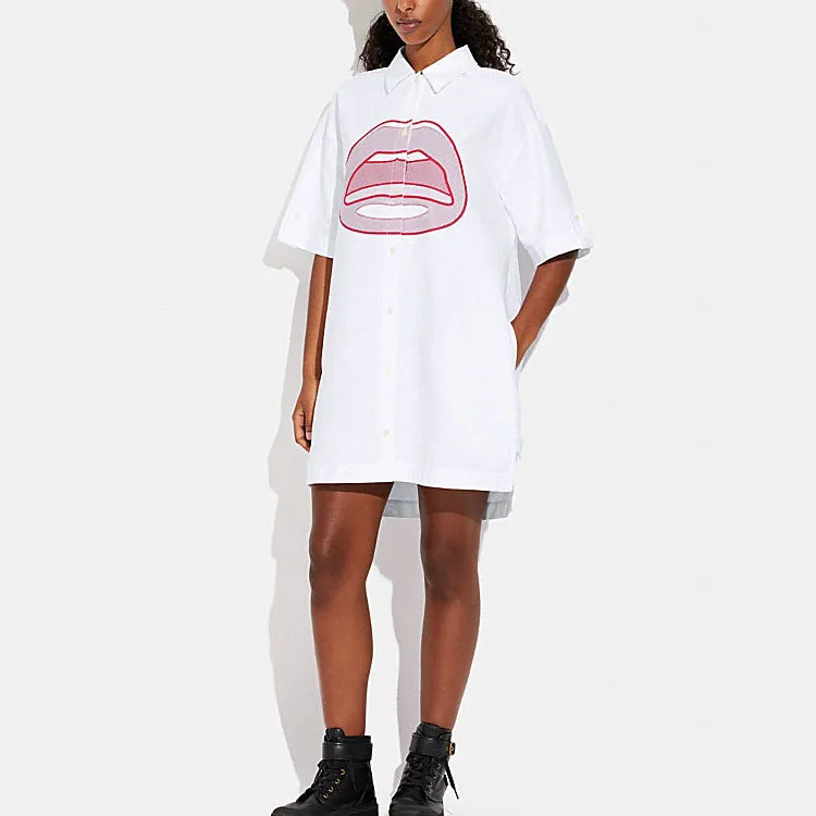 COACH Short-Sleeved Dresses Women's White-1