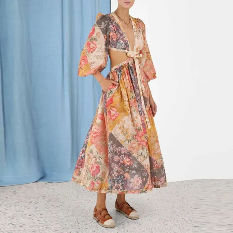 Zimmermann FW22 Long Sleeved Dress Women's Orange-3