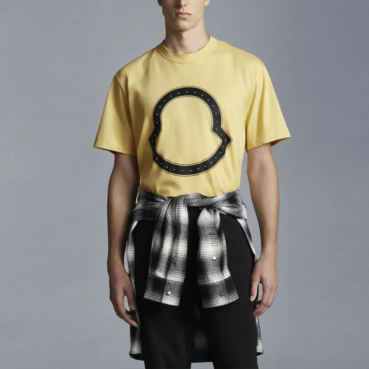 Moncler T Shirts Men Gray Yellow-2